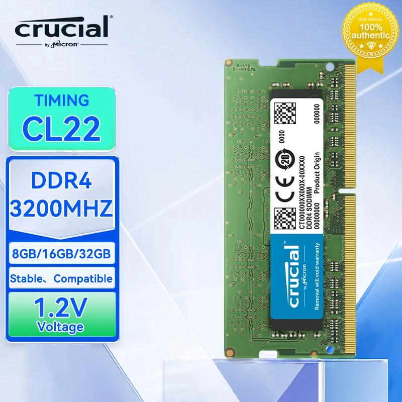 Ʈ ǻͿ Crucial DDR4 ޸ ƽ PC SODIMM RAM,   ̼ HP ǻ, 16GB, 32GB, 8GB, 3200MHz